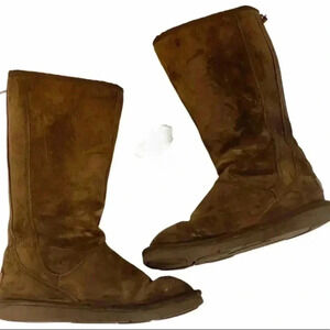 UGG knight bridge zip tall brown shearling zipper in back fall winter